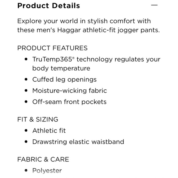 NWT Haggar H26 Weekend Jogger Flex Series - Athletic Pants Golf Gym Men’s XL - Picture 7 of 7